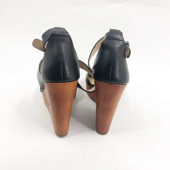 Lucky Brand Lyndell Black Leather Wedges SIZE 8 - Picture 6 of 12